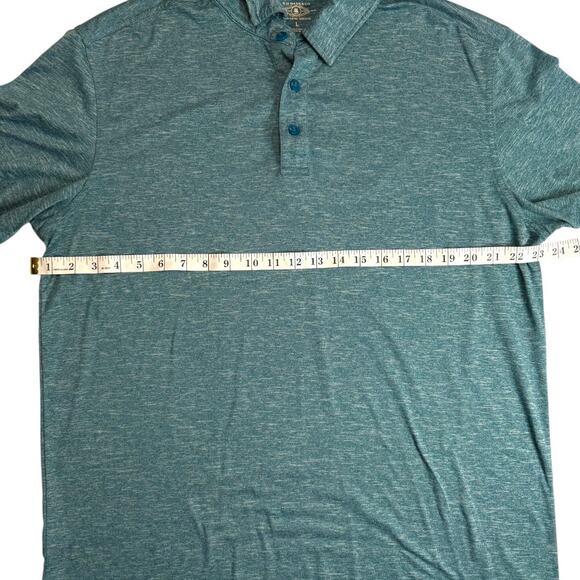G.H. Bass & Co. Men’s Heather Teal Polo Shirt Size L Performance Stretch Casual - Picture 8 of 9